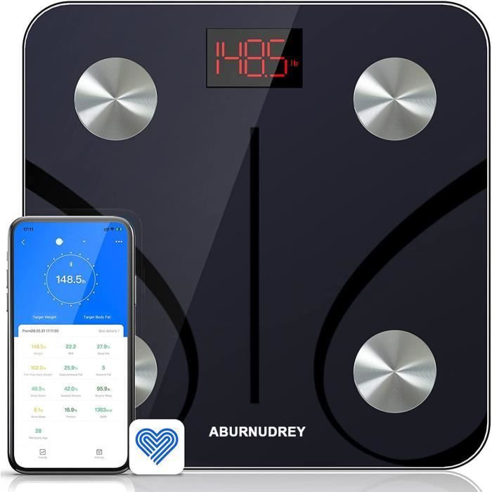 AUDBURN Bluetooth-Körperanalysewaage – 13 wichtige Indikatoren zur Körperzusammensetzung