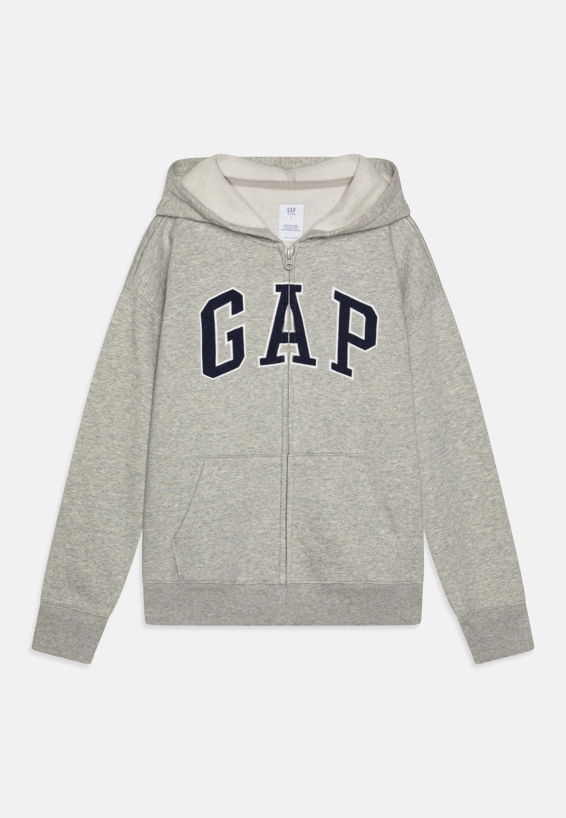 Sweat à capuche zippé GAP KIDS RELAXED avec logo GAP - Gris chiné clair