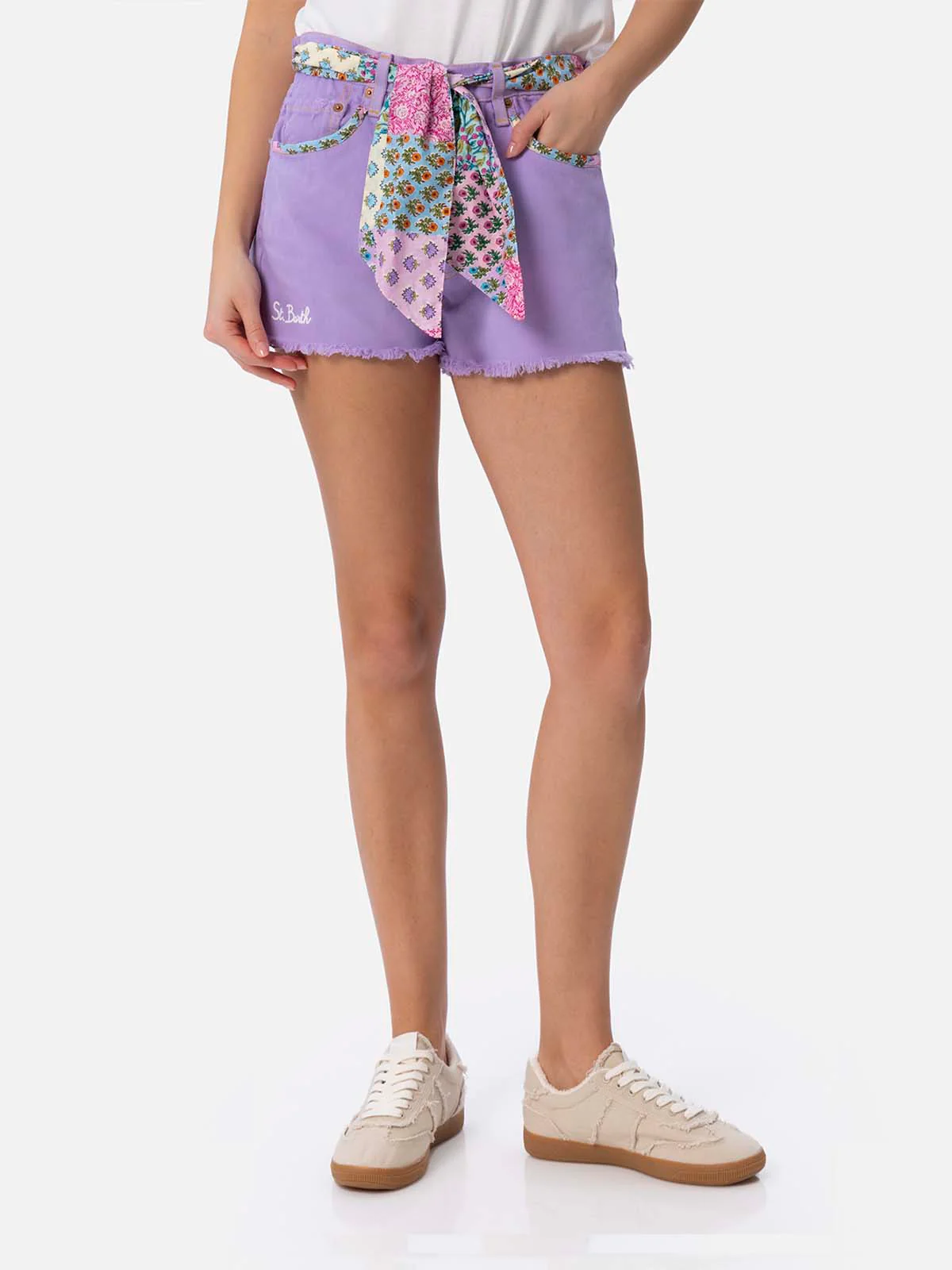 Damesshorts van gerecycled denim met patches