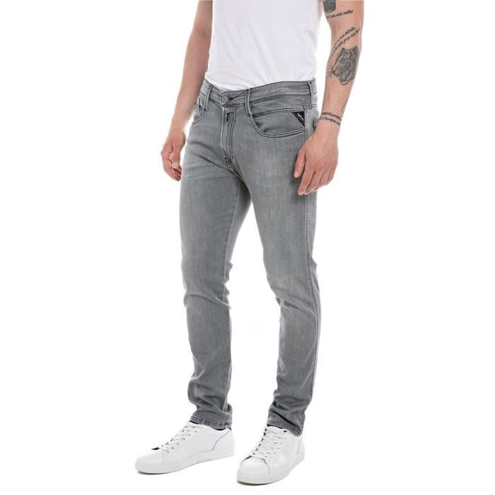 Pantalones vaqueros ajustados para hombre REPLAY - Power Stretch - Gris medio - 34W-32L