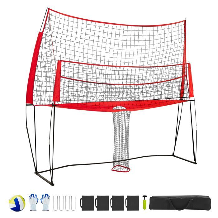 2-in-1 Versatile Volleyball Net - Duoku - Height Adjustable - Designed for Training with Ball Return