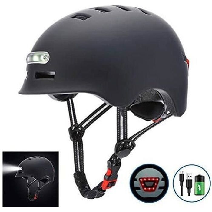 Casco da bici/skateboard MAGICFOX - Ricaricabile tramite USB - Leggero - Impermeabile - Ventilato