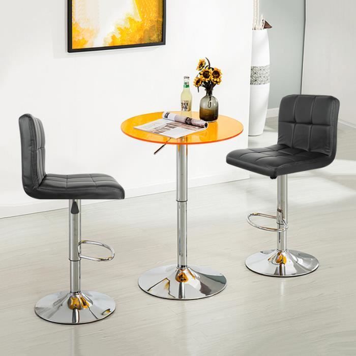 Set of 2 Elegant Black Bar Stools - Scandinavian - Modern - Height Adjustable - Indoor