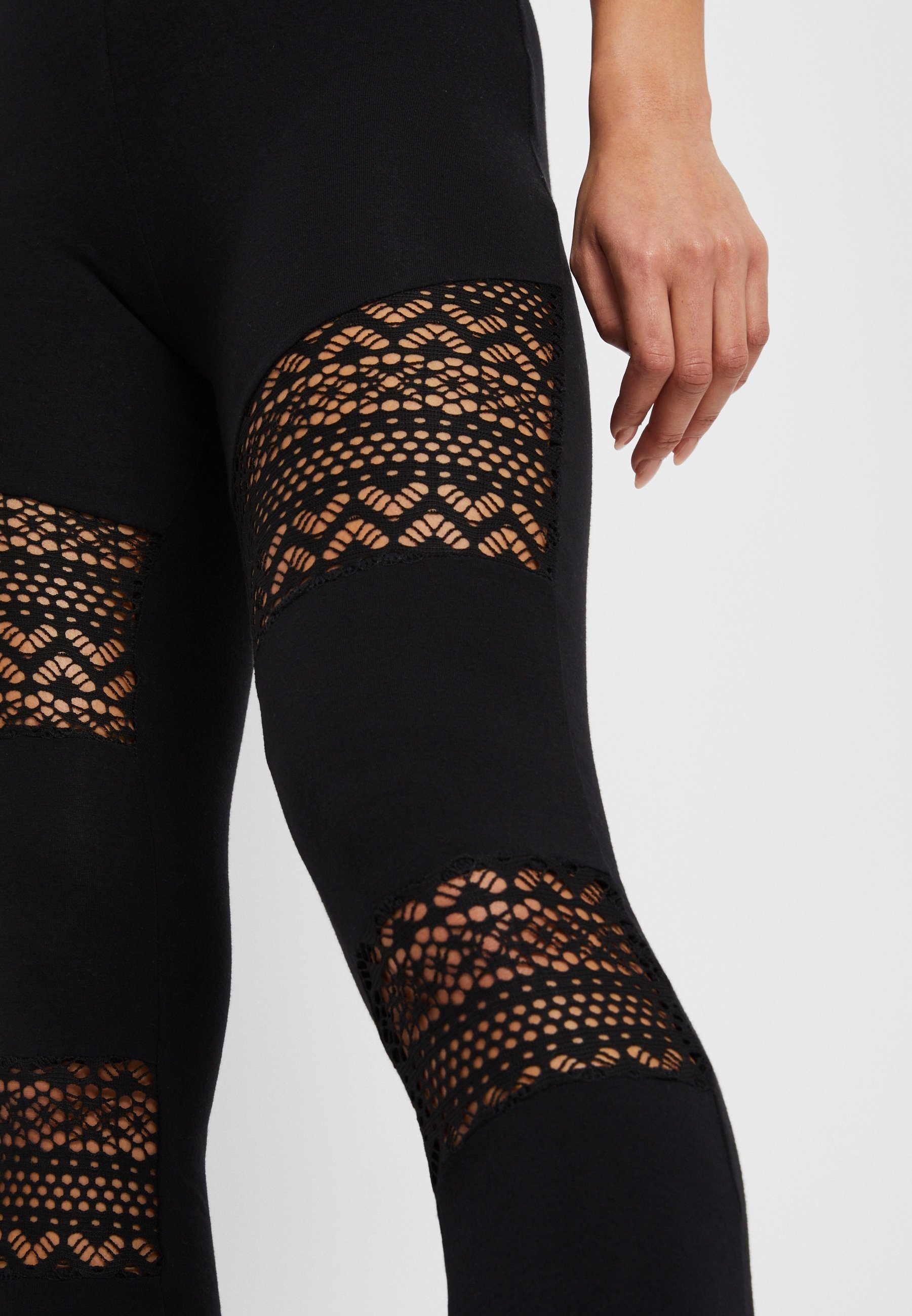 Urban Classics gehaakte leggings - broek - zwart