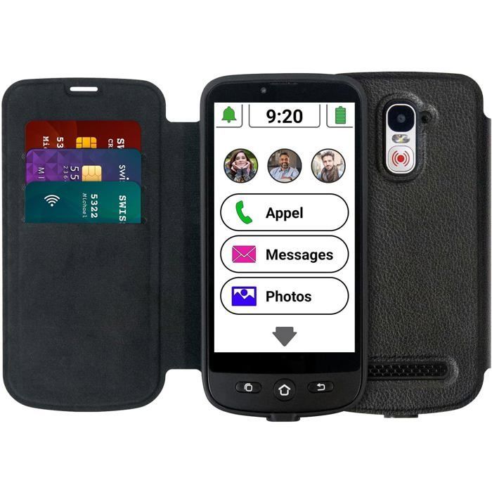 Smartphone SWISSVOICE S510-M - 4G Senior avec Câble Magnétique et Coque Portefeuille