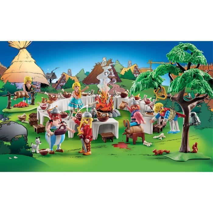 PLAYMOBIL 71827 Banchetto del villaggio e personaggio, Asterix, Personaggi del fumetto Asterix, 159 pezzi, Età 5+