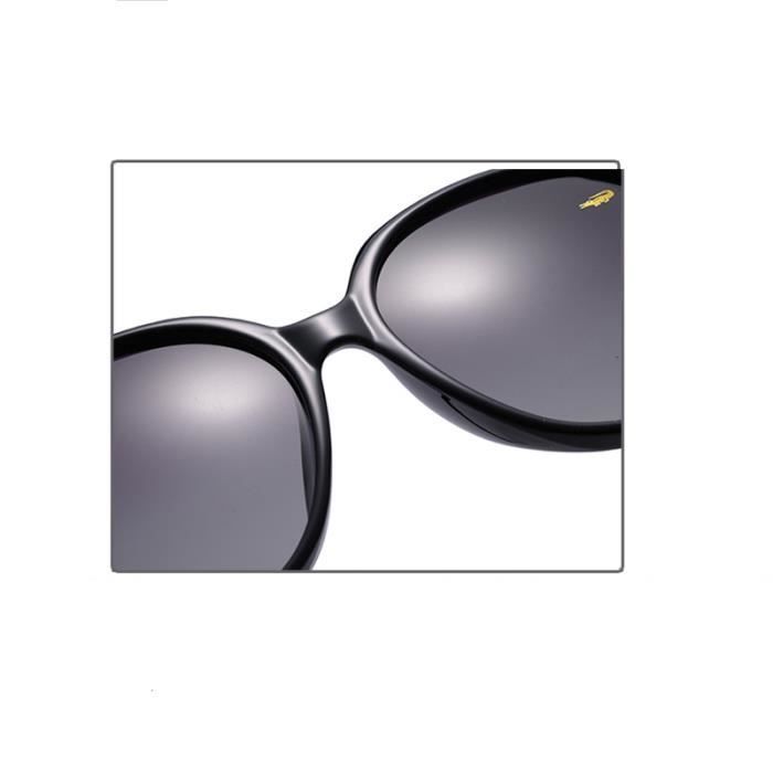 Lunettes de soleil femme marque grand cadre rétro polarisées protection des yeux Anti-UV noir