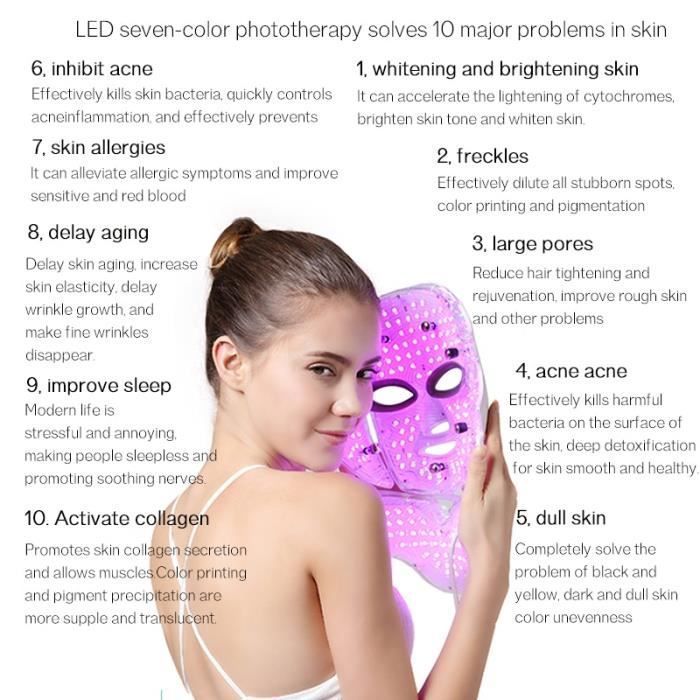 Masque facial LED 7 couleurs - YOKULI - Traitement acné et beauté visage
