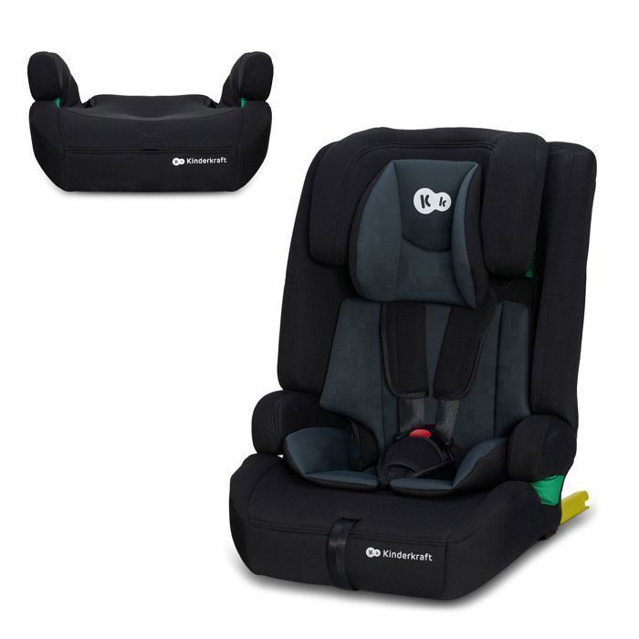 Kinderkraft SAFETY FIX2 I-SIZE Kindersitz, 76–150 cm, 15 Monate bis 12 Jahre, ISOFIX, verstellbare Kopfstütze, optimale Sicherheit, Schwarz