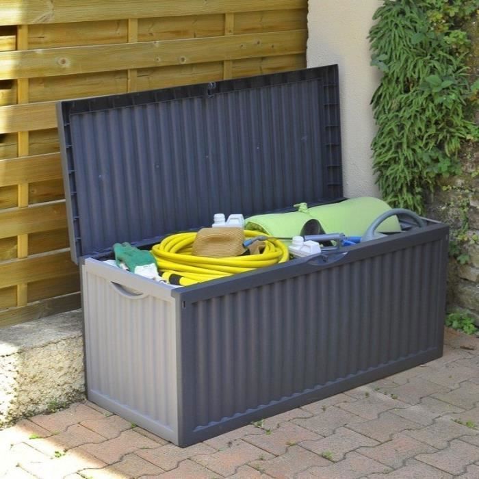 Coffre de rangement jardin 240 L en polypropylène, 120x52x54 cm, 2 poignées latérales - extérieur terrasse