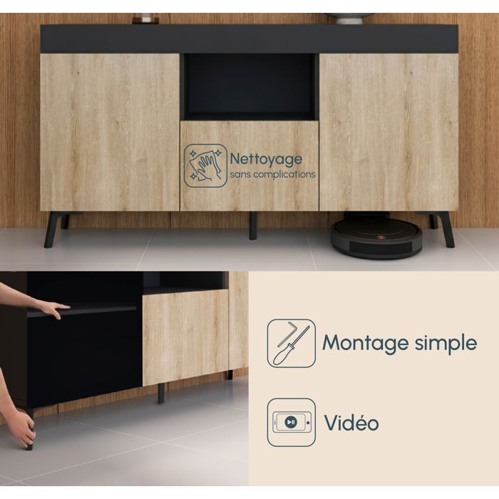Credenza - Nera e Somona - 130 x 70 x 32,5 cm