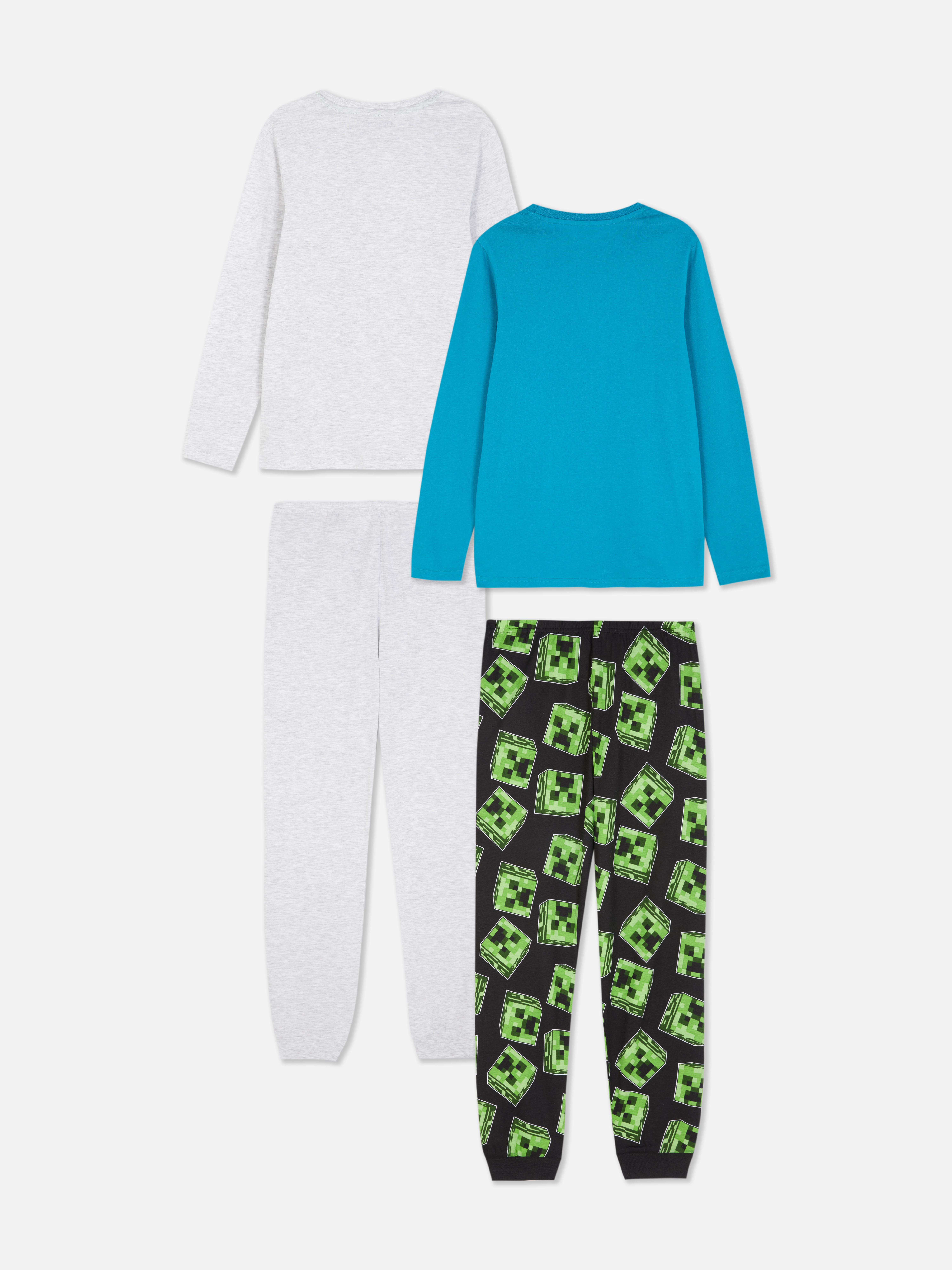 Pijamale Minecraft, set de 2 Două pijamale Minecraft cu tricou cu mânecă lungă și pantaloni