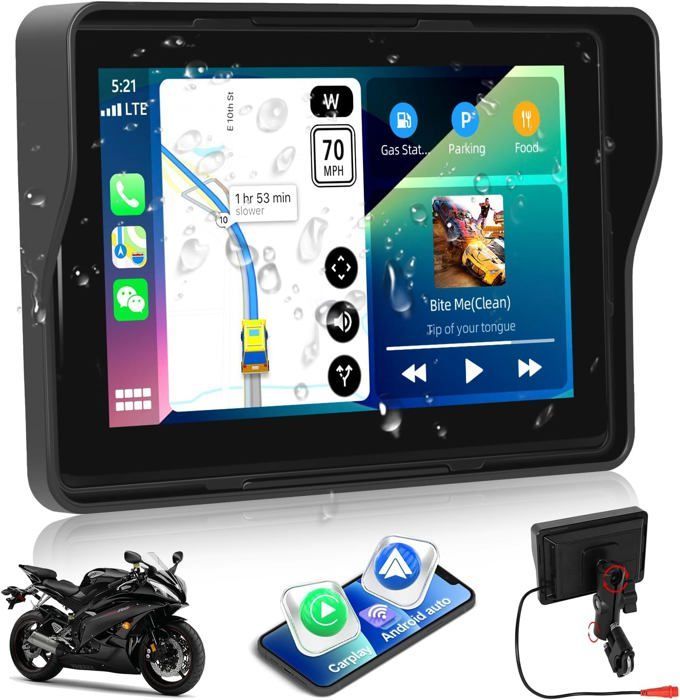 Display CarPlay Moto Navi per moto - Navigazione GPS - Touchscreen HD da 5 pollici - Impermeabile