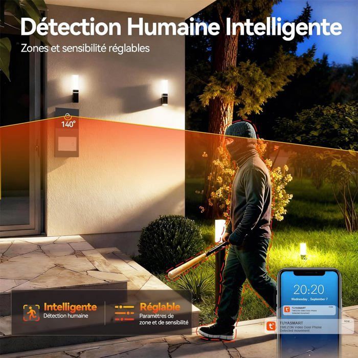 Videocitofono Wi-Fi a 2 fili con touchscreen, visione notturna, sblocco remoto, RFID e rilevamento di persone.