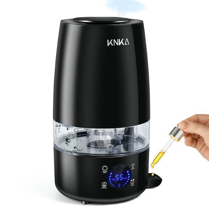 Humidificador ultrasónico KNKA de 4,5 L - Difusor de aceites esenciales - 300 ml/h - Pantalla LED - Filtro cerámico - 28 dB