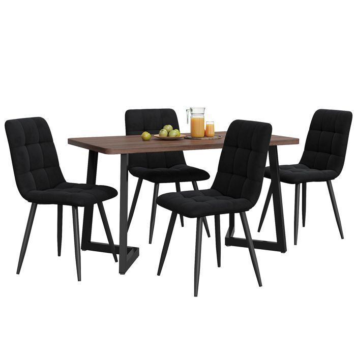 Conjunto de jantar de segunda geração com toque acolhedor (conjunto de 5 peças), mesa de jantar com 4 cadeiras, mesa de jantar moderna para cozinha.
