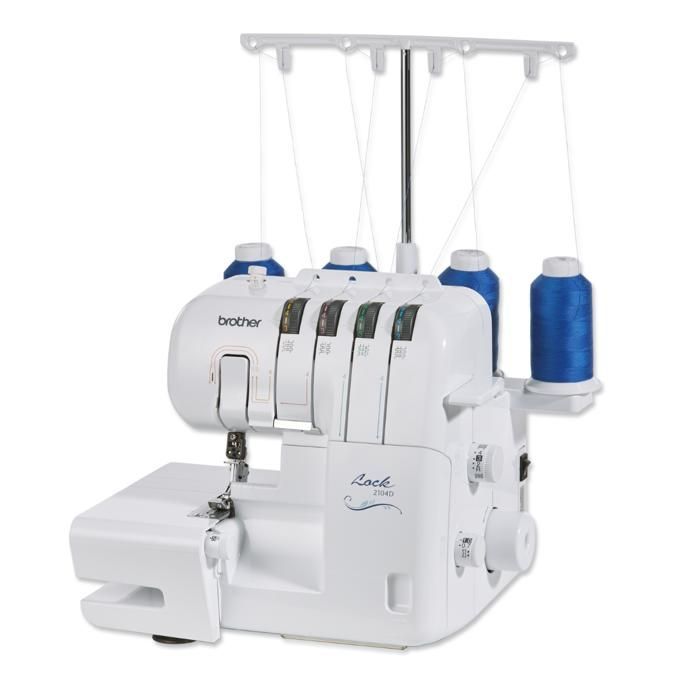 Máquina overlock Brother 2104D - 3-4 hilos - Fácil enhebrado - Dobladillo enrollado - LED