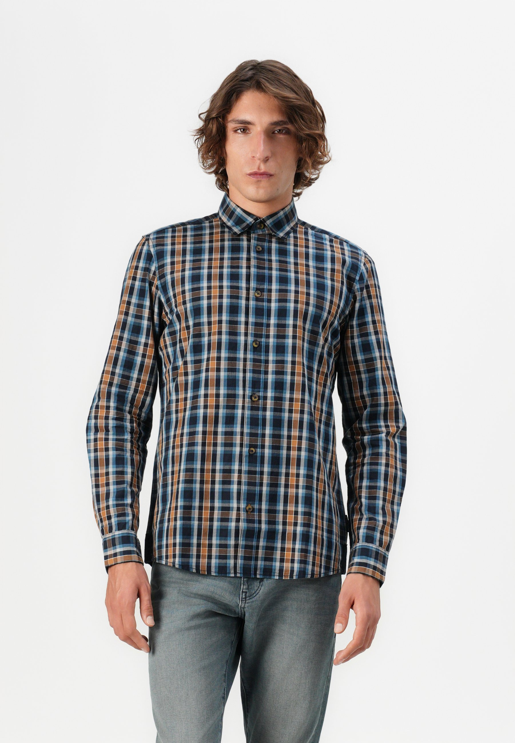 TOM TAILOR CHECKED - Koszula - granatowa
