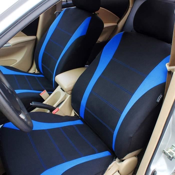 Juego de fundas para asientos de coche - Universal - 9 piezas - Tela - Azul - Para coches