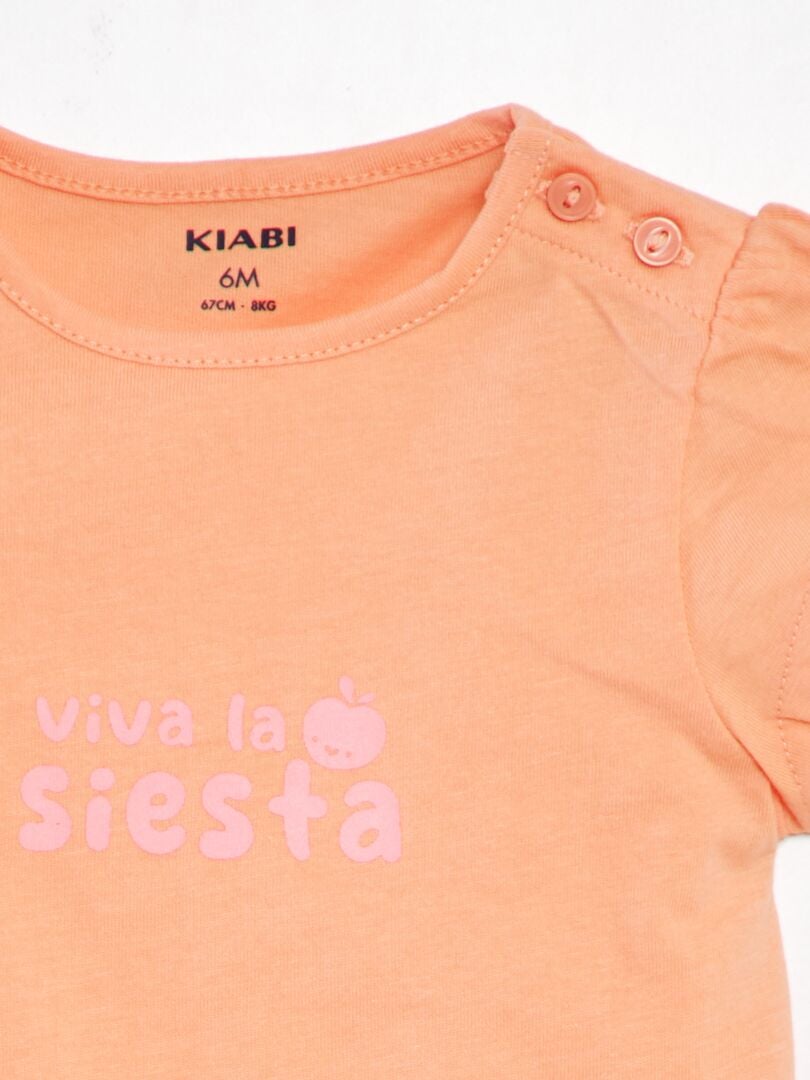 Bedrukt T-shirt met opdruk - ORANJE