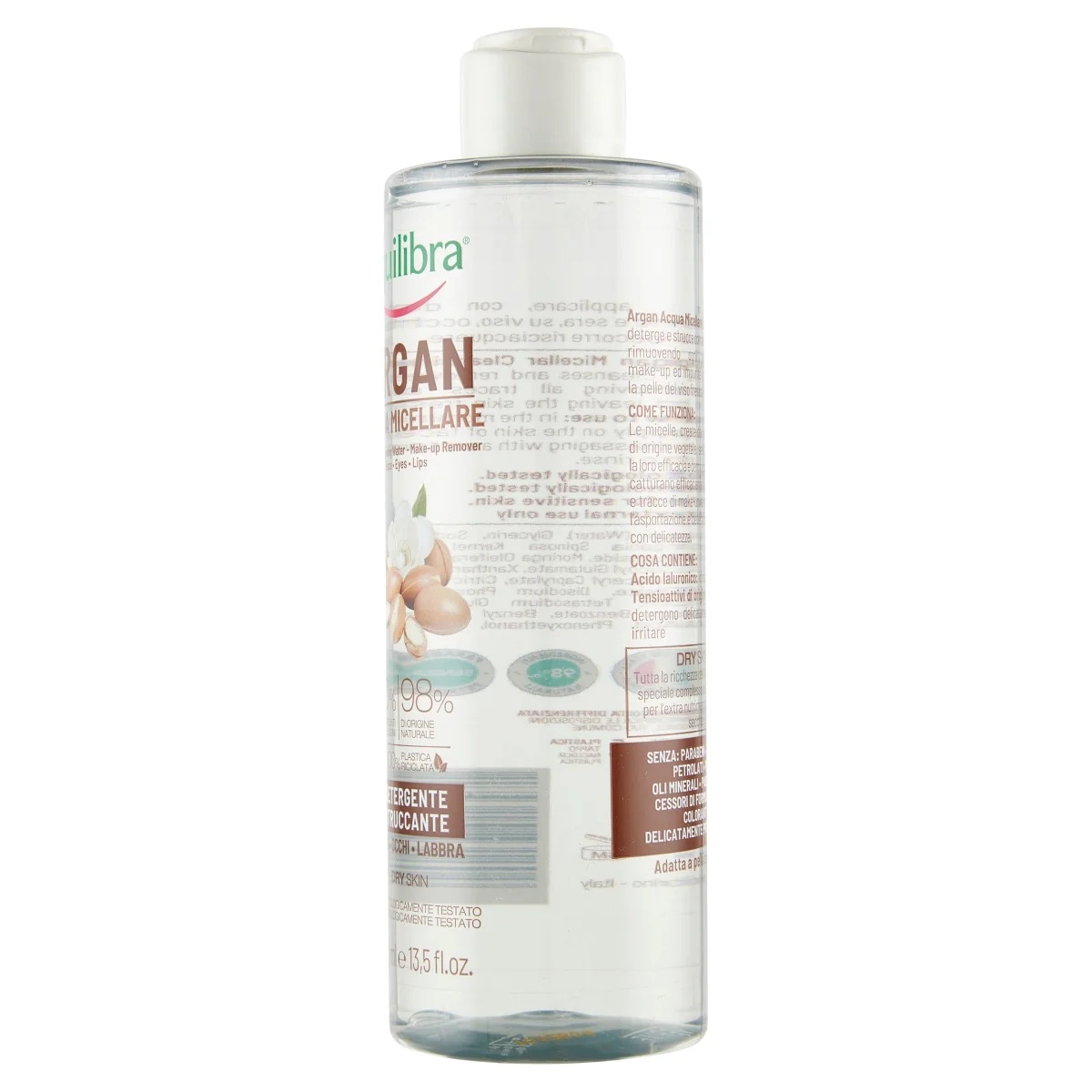 EQUILIBRA Água Micelar de Argan Equilibra 400 ml remove maquiagem