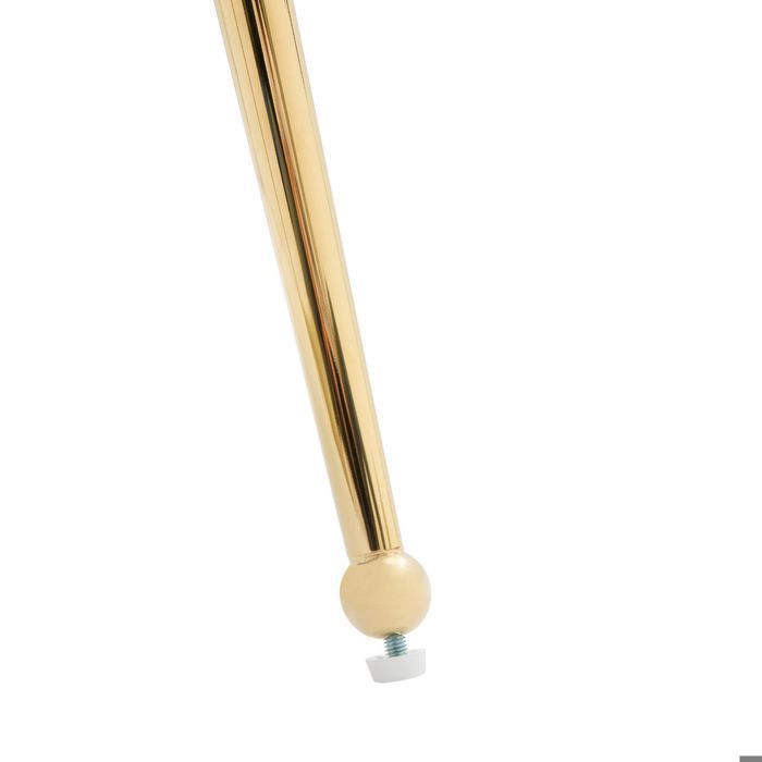 Set di 4 sedie da pranzo, rivestimento in velluto beige, schienale ergonomico, struttura in metallo dorato, supporto lombare.