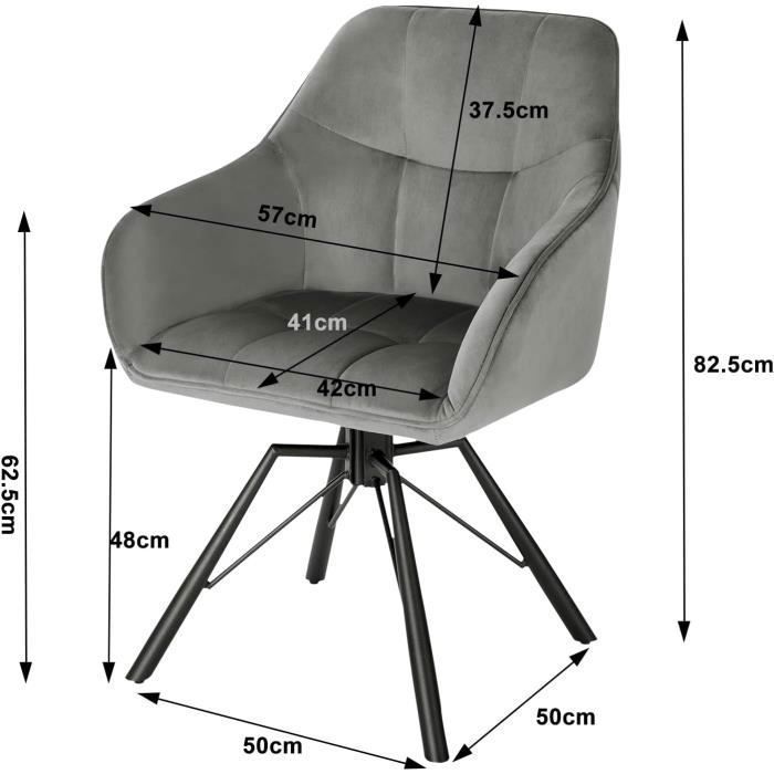 Silla giratoria WOLTU 360°, silla de comedor escandinava, silla de cocina de terciopelo, gris oscuro W0ATT0020-1