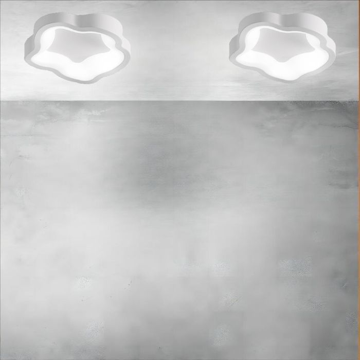 Plafoniera LED moderna WOTTES bianca - Lampada da soffitto a forma di fiore bianca fredda da 14 W per corridoio e bagno - 2 pezzi, diametro 23 cm