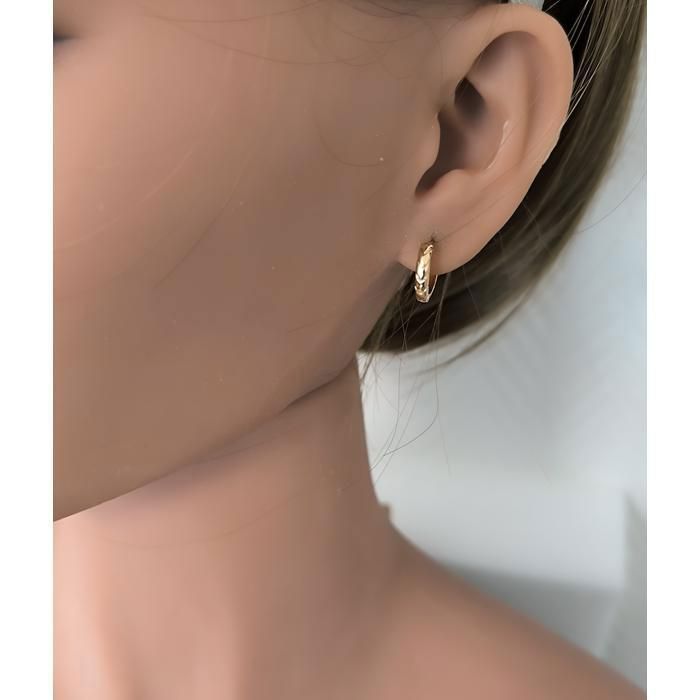 Brincos - Femininos - Brincos de Argola - Bracelete - Cinzelado - Fecho de Pressão - Banhado a Ouro Amarelo 18k - 14 mm