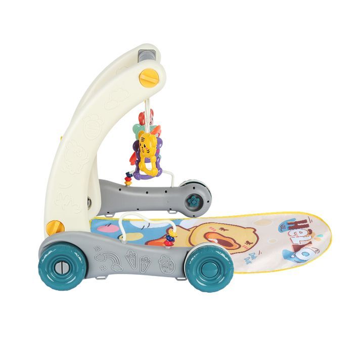 YIPEEMA. Alfombra de juegos y andador 2 en 1 para bebés, alfombra de juegos - área de actividades, con cuatro ruedas, gris, 41*69*45 cm.