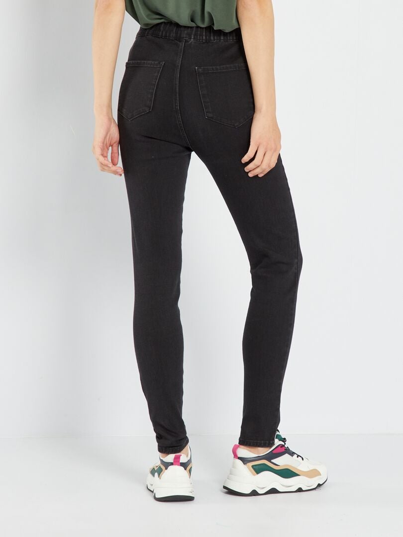 Jeggings de cintura alta e elásticas - PRETO