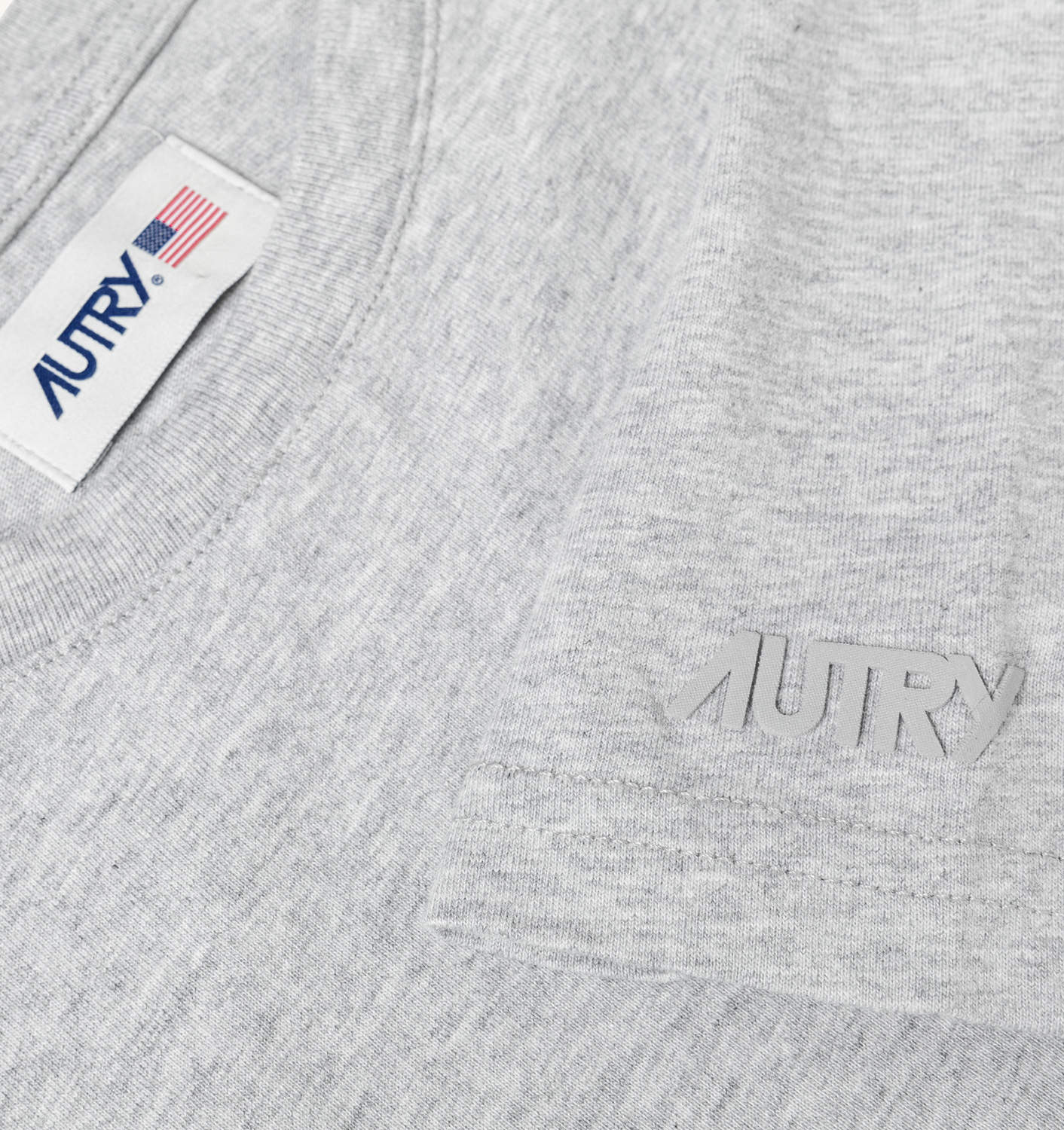 TRICOU DIN JERSEY DE BUMBAC CU LOGO GRI MELANGE