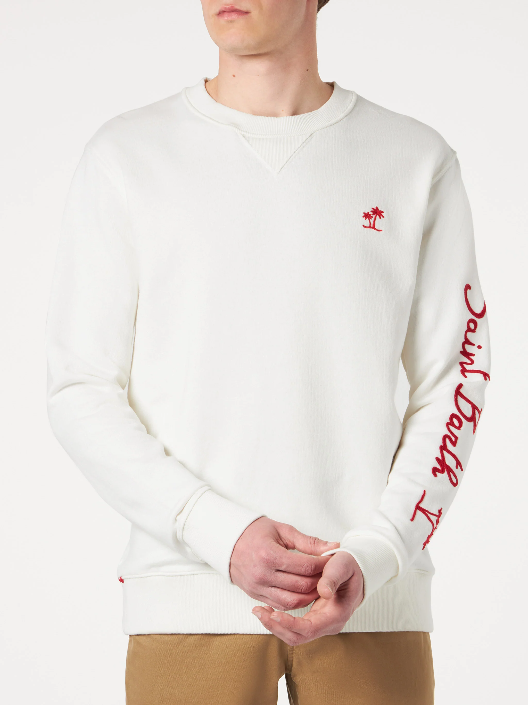 Sudadera blanca de hombre con bordado de Saint Barth