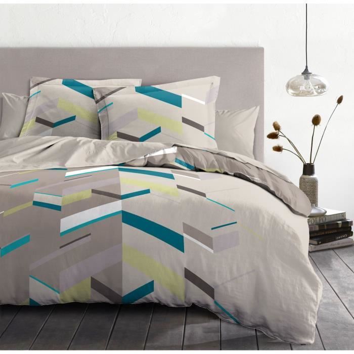 HOME LINGE PASSION Juego de funda nórdica Marco - 3 piezas - 260 x 240 cm - 100 % algodón, 57 hilos - Color topo