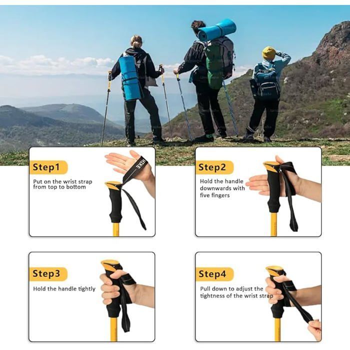 Bastones de senderismo telescópicos plegables | Bastones de marcha nórdica para hombre y mujer | Bastones de trekking ultraligeros