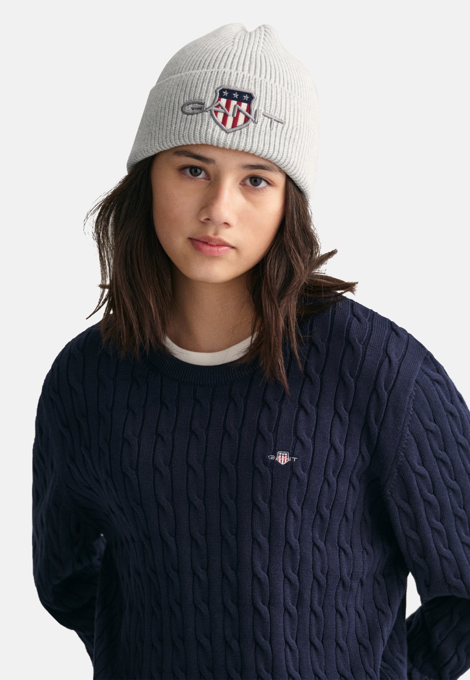 GANT SHIELD KABEL C-NEK - Jumper - avondblauw