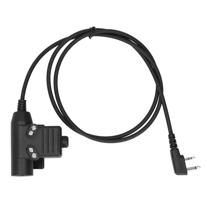 Adaptador de áudio - Tbest - TK U94 PTT - Cabo de 1m - Compatível com Baofeng UV-5R - ABS durável + Metal