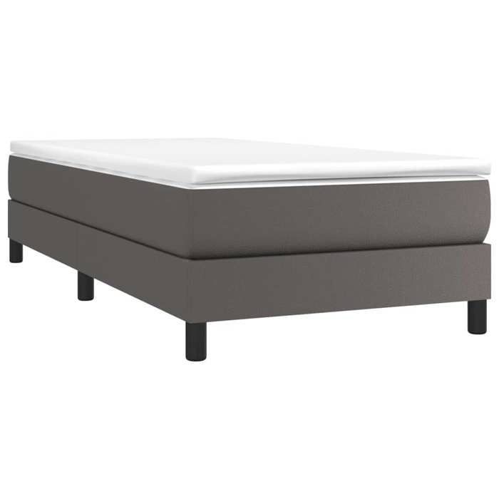 Struttura letto con materasso - Maison Exclusive - Ecopelle grigia - 90x200 cm - Massimo relax