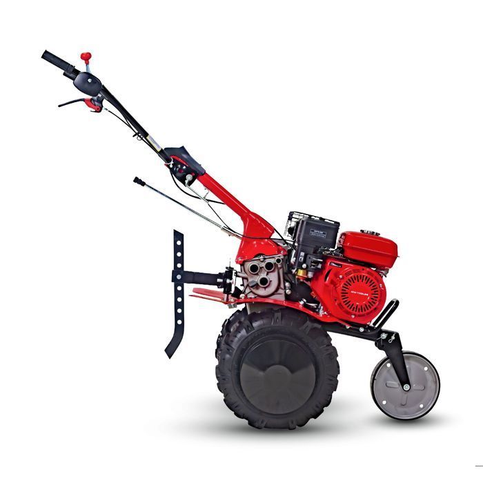 Motocultor de gasolina de 7 CV y 75 cm con transmisión por correa + juego de ruedas MW Tools MFR750