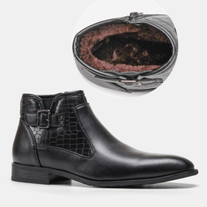 Botas de invierno cómodas para hombre, zapatos de invierno de cuero cálidos para hombre