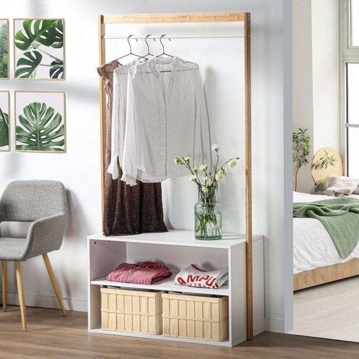 CALICOSY - Hallway wardrobe with storage - White