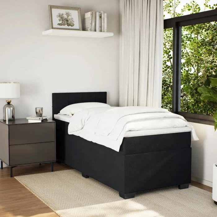 Struttura letto con materasso - Maison Exclusive - Nero - 80x200 cm - Velluto - Massimo relax