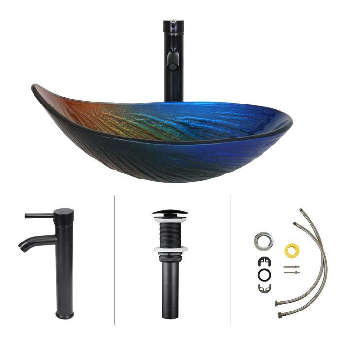Lavabo de encimera con grifo, lavabo ovalado para baño, 55 cm