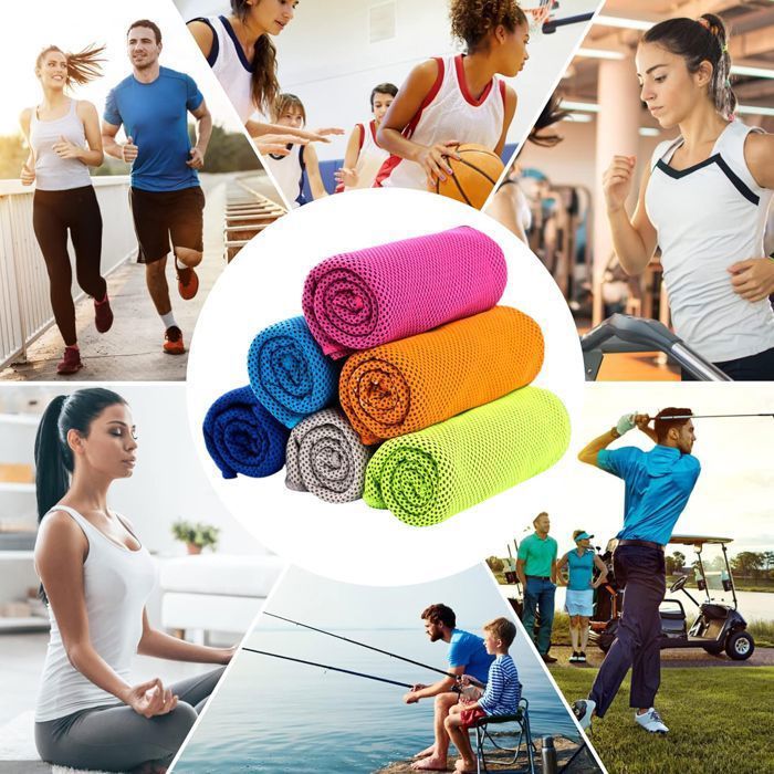 Set di 6 asciugamani rinfrescanti (30x100 cm), asciugamano anti-sudore tutto in uno, per uomo e donna, palestra