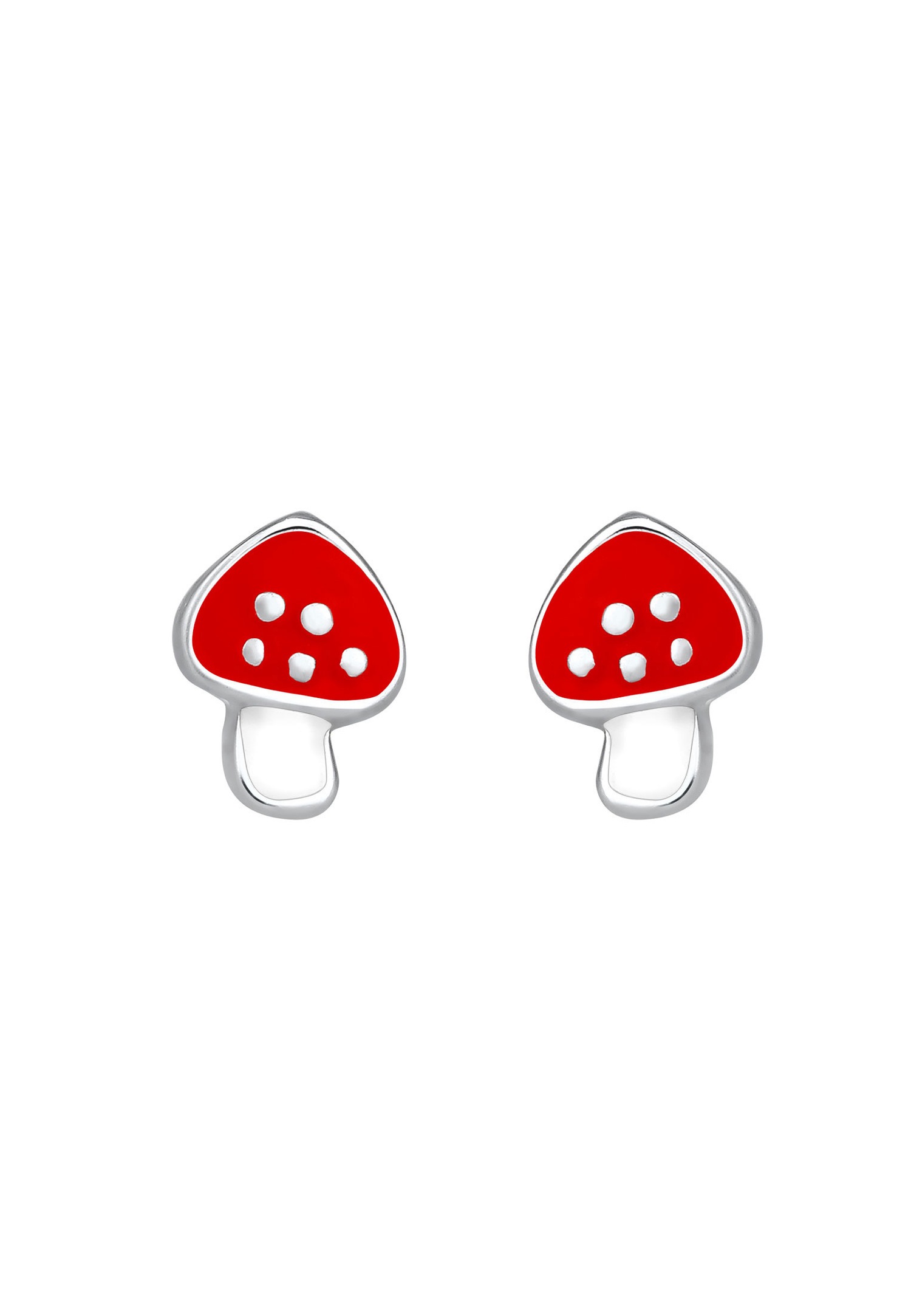 Elli Boucles d'oreilles enfant porte-bonheur champignon rouge avec émail en argent sterling 925