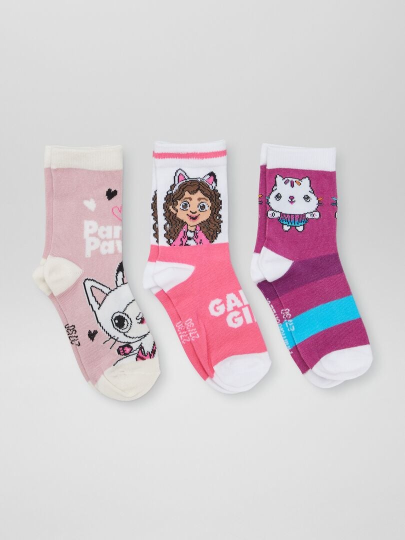 Juego de calcetines para casa de muñecas de Gabby - 3 pares - ROSA