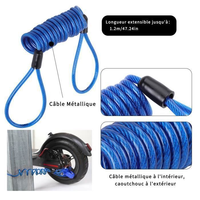Cadeado antifurto para scooter, motocicleta, bicicleta, trava de freio a disco com cabo de lembrete para scooter elétrica Xiaomi M365/Pro