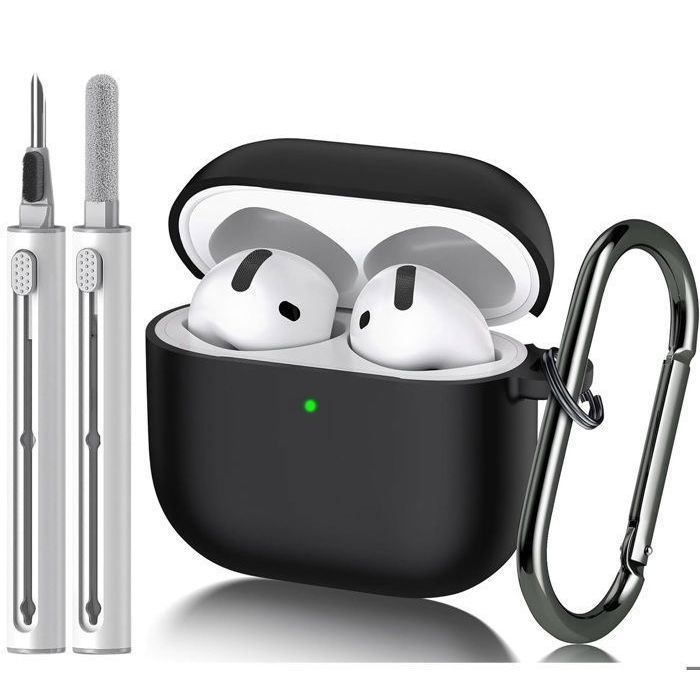 Coque Étui Compatible avec AirPods 4ᵉ Génération avec Kit de Nettoyage, Housse en Silicone Etui de Protection pour AirPods 4 2024