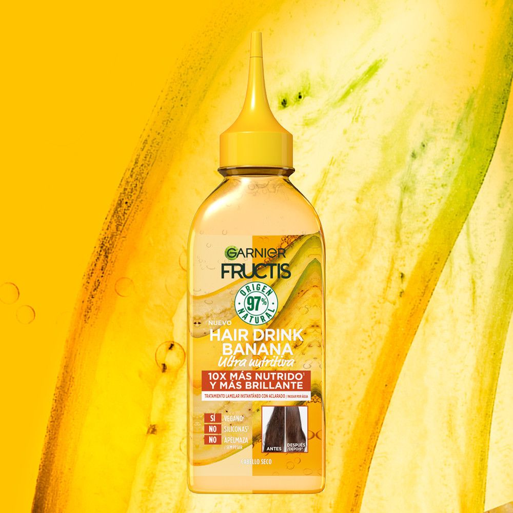 „Fructis“ plaukų gėrimas su itin maitinamuoju bananų gydymu Plaukų aliejai ir procedūros