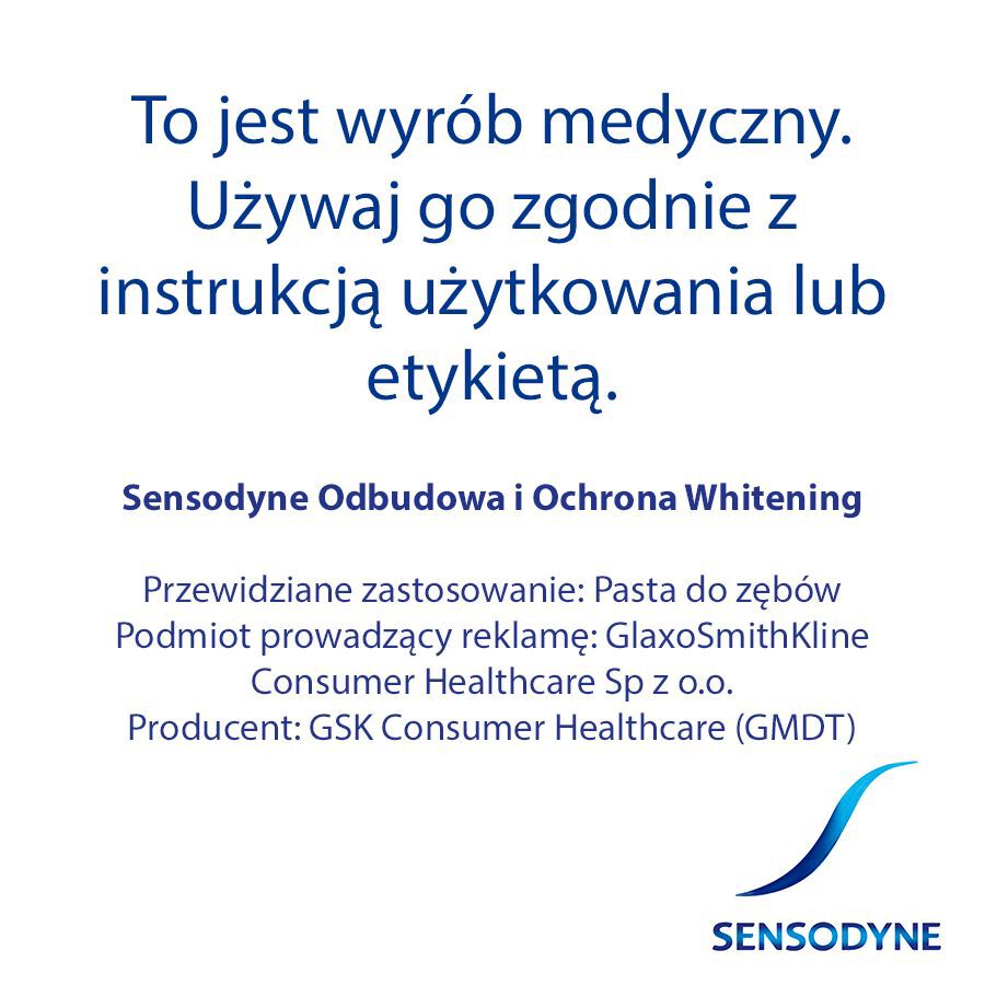 Sensodyne Tandpasta voor overgevoelige tanden, remineraliseert tandsteen en tandplak, 75 ml, herstelt en beschermt, en maakt tanden witter.